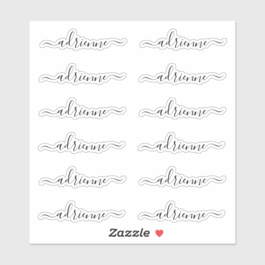 Curly Cursive Script gepersonaliseerde naamlabels Sticker (Vel)