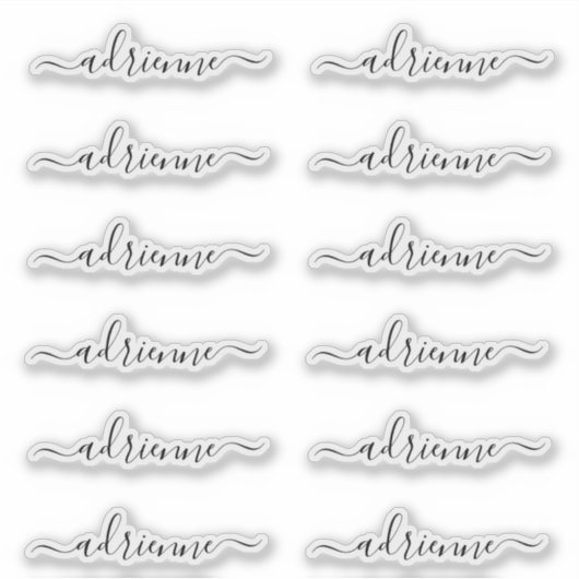 Curly Cursive Script gepersonaliseerde naamlabels Sticker (Voorkant)