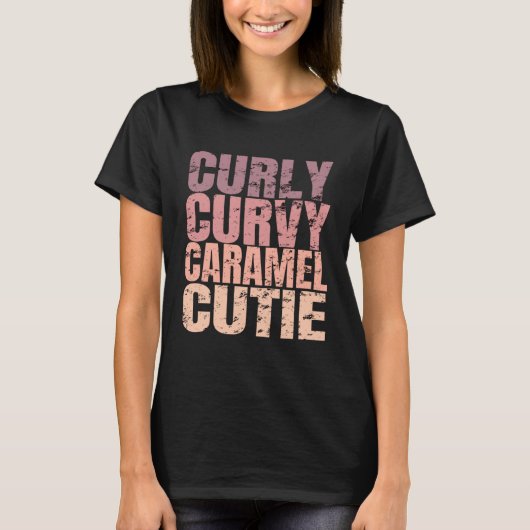 Curly Curvy Caramel Cutie Black Pride Melanine T-shirt (Voorkant)