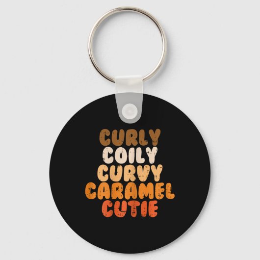 Curly Curvy Caramel Cutie Melanin Goddess Black Pr Sleutelhanger (Voorkant)