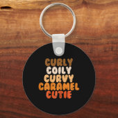 Curly Curvy Caramel Cutie Melanin Goddess Black Pr Sleutelhanger (Voorkant)