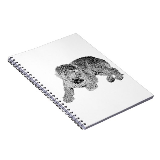 Curly Dog Notebook – Lying Pose in Black & White Notitieboek (Rechterzijde)