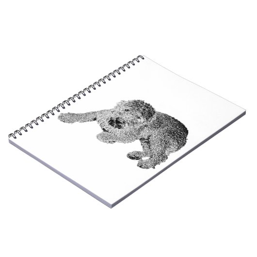 Curly Dog Notebook – Lying Pose in Black & White Notitieboek (Linkerzijde)
