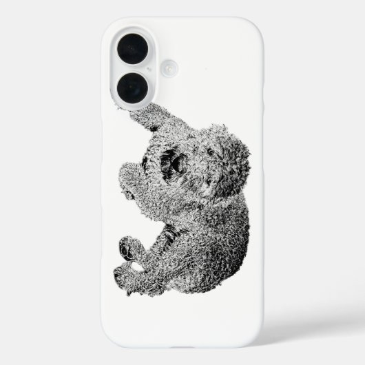 Curly Dog Phone Case – Lying Dog Ink Sketch (Achterkant)