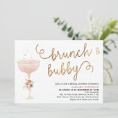Curly Font Champagne Glass Boho Vrijgezellenfeest Kaart (Staand voorkant)