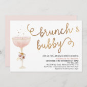 Curly Font Champagne Glass Boho Vrijgezellenfeest Kaart (Voorkant / Achterkant)