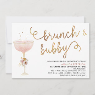 Curly Font Champagne Glass Boho Vrijgezellenfeest Kaart