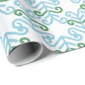 Curly Frond in Green and Aqua Cadeaupapier (Rol Hoek)