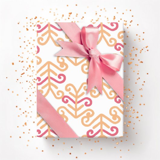 Curly Frond in Pink and Orange Cadeaupapier
