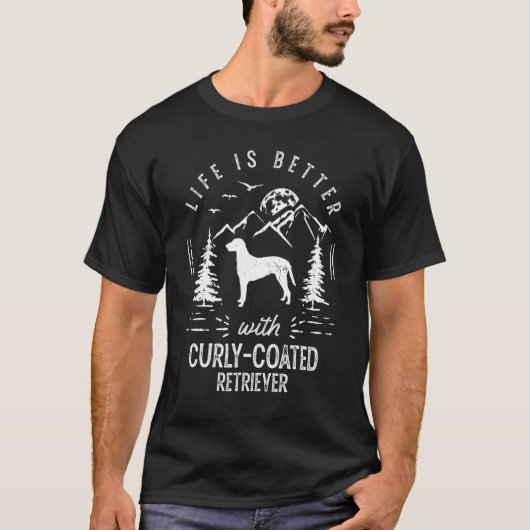 Curly gecoate retriever leven beter mam papa hond t-shirt (Voorkant)