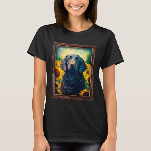 Curly gecoate Retriever Schilderen Zonnebloem M T-shirt (Voorkant)
