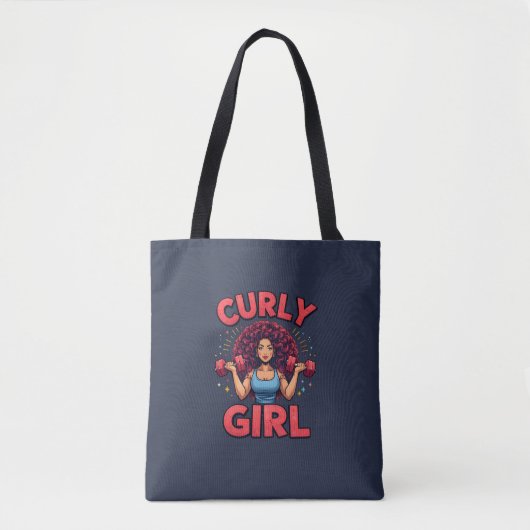 Curly Girl Hair Goals - Pink Navy Motivational Gym Tote Bag (Voorkant)