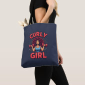 Curly Girl Hair Goals - Pink Navy Motivational Gym Tote Bag (Dichtbij)