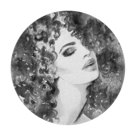 Curly Grace: Mode Waterverf Beauty Snijplank (Voorkant)