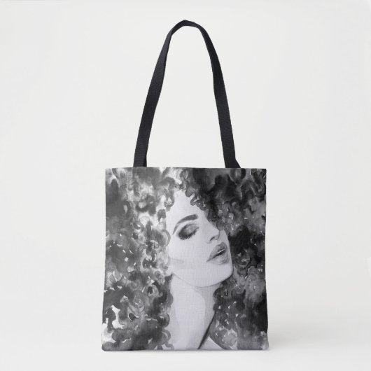 Curly Grace: Mode Waterverf Beauty Tote Bag (Voorkant)