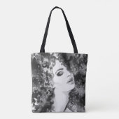 Curly Grace: Mode Waterverf Beauty Tote Bag (Achterkant)