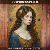 Curly haar roodharige elegante vrouw in Klimt stij Tissuepapier