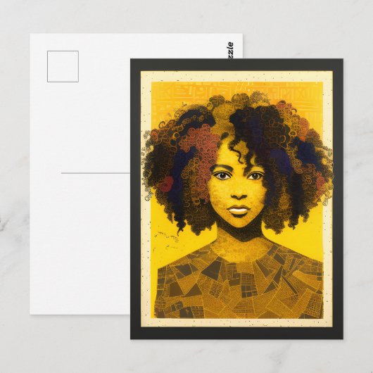 Curly Hair Afro-Amerikaanse Vrouw Collage Briefkaart (Voorkant / Achterkant)