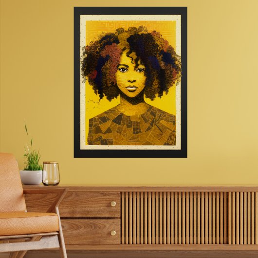 Curly Hair Afro-Amerikaanse Vrouw Collage Poster (Woonkamer 2)