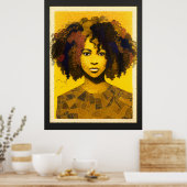 Curly Hair Afro-Amerikaanse Vrouw Collage Poster (Keuken)