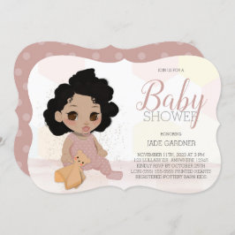 Curly Hair Baby shower Invite – lichte huidskleur Kaart