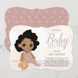Curly Hair Baby shower Invite – Tan Skin Tone Kaart