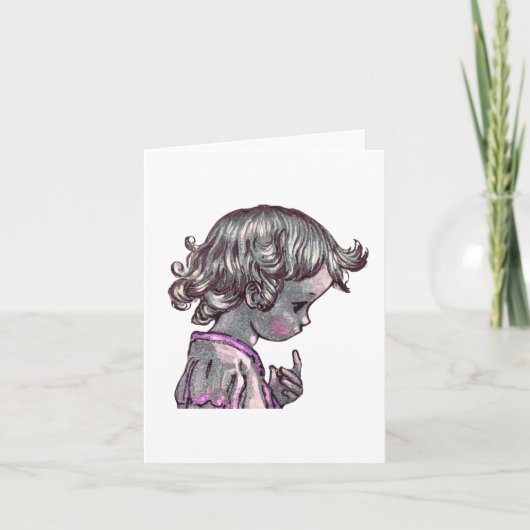 Curly Hair Girl gevouwen briefkaart (Voorkant)