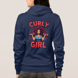 Curly Hair Girl - Pink Gym Motivation Activewear Hoodie