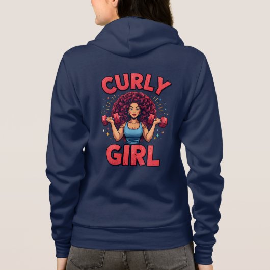 Curly Hair Girl - Pink Gym Motivation Activewear Hoodie (Achterkant)