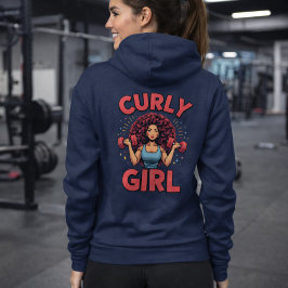 Curly Hair Girl - Pink Gym Motivation Activewear Hoodie
