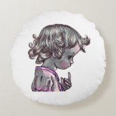 Curly Hair Girl rond kussen (Voorkant)