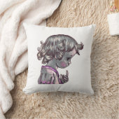 Curly Hair Girl square pillow  Kussen (Deken)