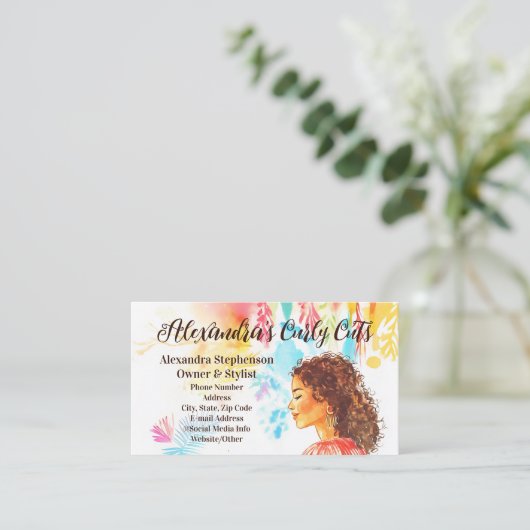 Curly Hair Hairstylist Natural Hair Salon Visitekaartje (Staand voorkant)