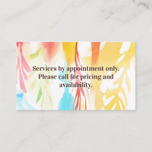 Curly Hair Hairstylist Natural Hair Salon Visitekaartje (Achterkant)