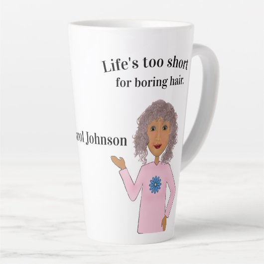 Curly Hair, het leven is te kort. Latte Mok (Rechterhoek)