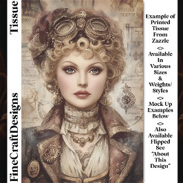 Curly Hair Steampunk Woman Collage DM1LF Decoupage Tissuepapier