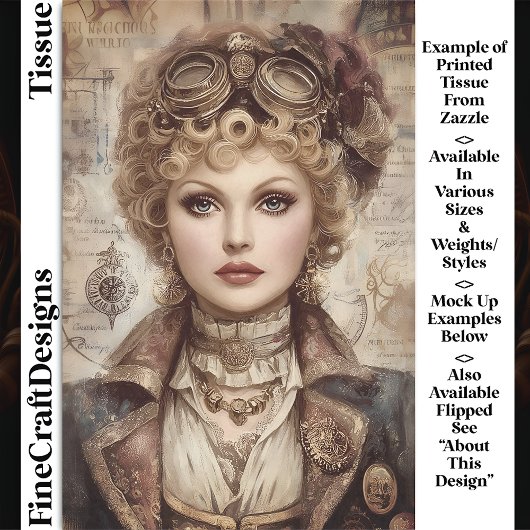 Curly Hair Steampunk Woman Collage DM1RF Decoupage Tissuepapier