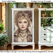 Curly Hair Steampunk Woman Collage DM1RF Decoupage Tissuepapier