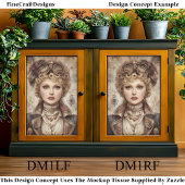 Curly Hair Steampunk Woman Collage DM1RF Decoupage Tissuepapier