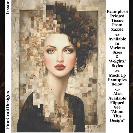 Curly Hair Woman, Mozaïek Portret EB8L Decoupage Tissuepapier