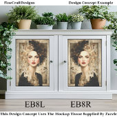 Curly Hair Woman, Mozaïek Portret EB8R Decoupage Tissuepapier