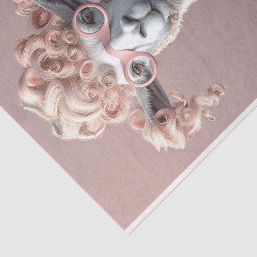 Curly Haired Roze Llama Jas Decoupage Tissuepapier (Detail)