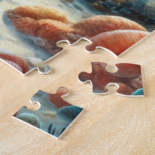 Curly-Haired Zwarte Zeemeermin Onderwater Art Legpuzzel (Zijkant)