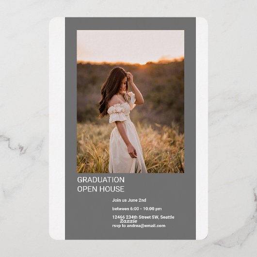 Curly Headline Afstuderen Invitation Folie Uitnodiging (Achterkant)