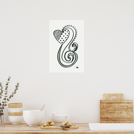 Curly Heart Poster (Keuken)