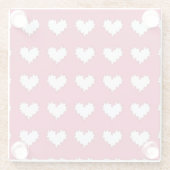 Curly Heart White op donkerroze Drink Onderzetter (Achterkant)