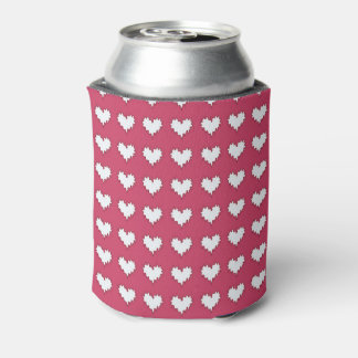Curly Heart Wit op Donkerroze Soda Koelbox Blikjeskoeler