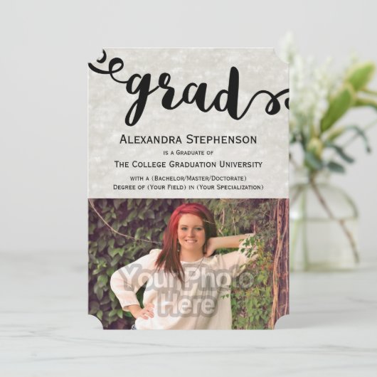 Curly het Afstuderen van de Foto van het Manuscrip Kaart (Staand voorkant)