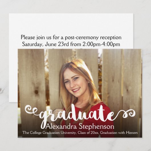 Curly het Afstuderen van de Foto van het Manuscrip Kaart (Voorkant / Achterkant)