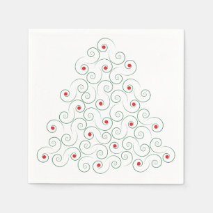Curly kerstboom White Servetten